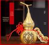 Cinnabar-Filled Copper Gourd Pendant: Wealth-Attracting Yellow Handmade Bagua Ornament