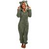 Damenmode Farbe Haus Plüsch Warm Kapuze Lässig Schlafanzug Weich Und Bequem Overall