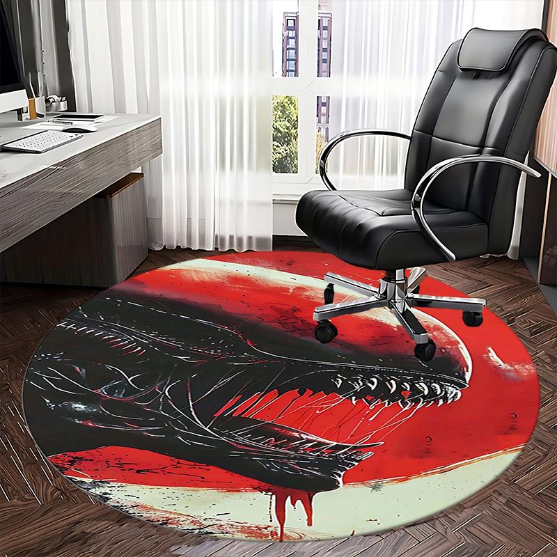 Alien,Horror Chair mat Round Rug Office carpet, Machine Washable, Non slip, Suitable for Living Rooms, Bedrooms