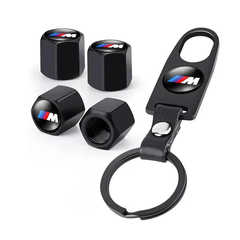 Car Badge Car Wheel Tire Valve Stems Cap With Keychain Keyring For BMW F07 F34 F10 F20 F48 F39 F30 F25 F26 F15 F16 F22 F32 E90