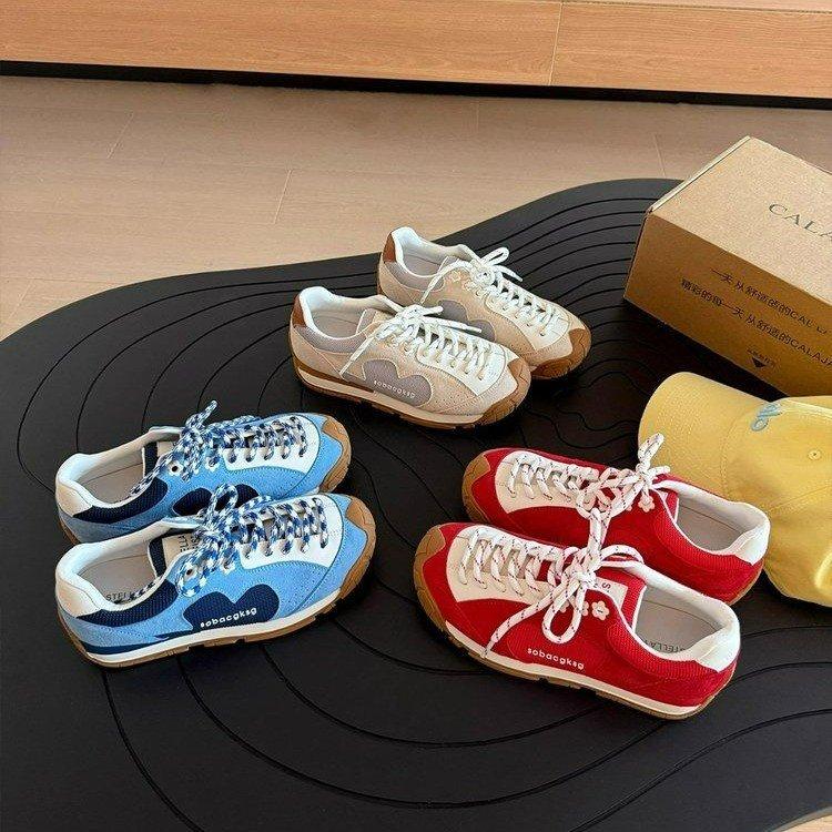 Retro Forrest Gump training shoes women's platform flower stray shoes 2025 new breathable versatile casual sports jogging shoes