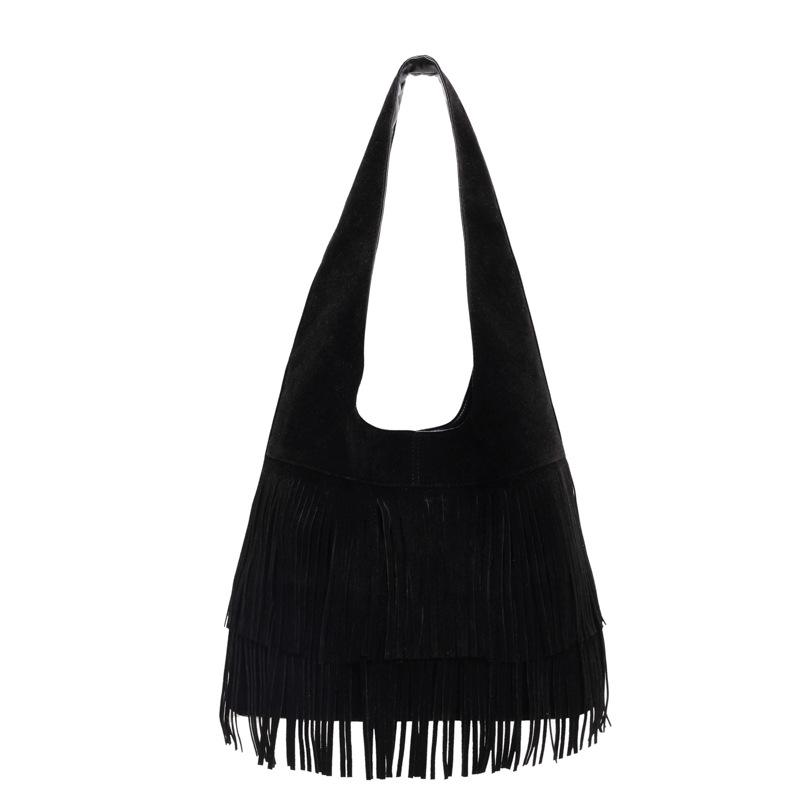 2024 Nová střapcová velkokapacitní měkká povrchová lenivá taška do podpaží, módní všestranná taška přes rameno pro ženy