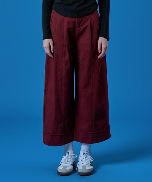 KOLEAT Wide Manish Pintuck Stitch Cotton Pants [Red] Kcl.