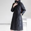 Winter Women's Genuine Leather Jacket Over-the-Knee Long Sheepskin Padded Coat Thickened Windproof Warm Camel Wool Coat