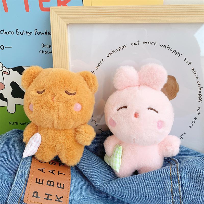 New Creative Pillow Bunny Plush Toy Grab Machine Doll Cute Bear Doll Keychain Bag Pendant