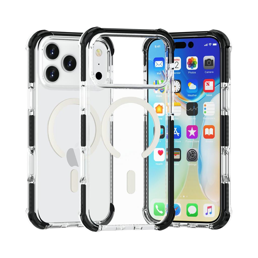 The New iPhone18ProMax Acrylic Transparent Magnetic Mobile Phone Case Is Suitable for MagSafe Airbag Anti-drop Case.