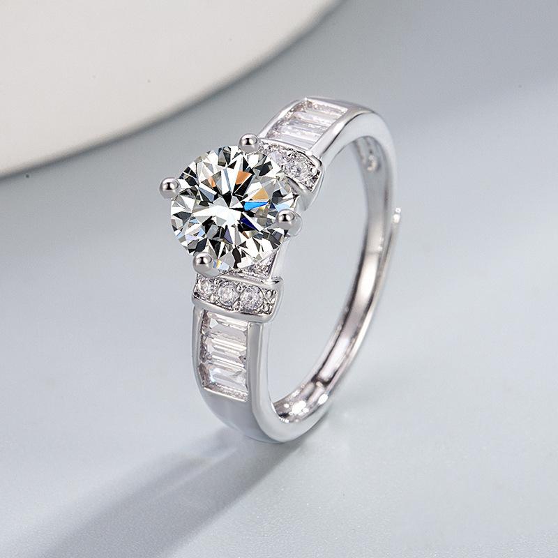Elegant Inlaid Zirconia Square Ring for Women – Adjustable 1 Carat Imitation Moissanite Design Open Adjustable