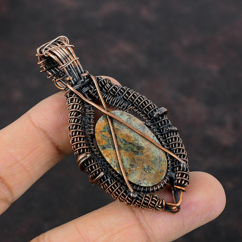 Spessartine Garnet In Limestone Pendant Copper Wire Wrapped Jewelry Rainbow Moonstone Gemstone Jewelry Handmade Copper Pendant Gift For Him