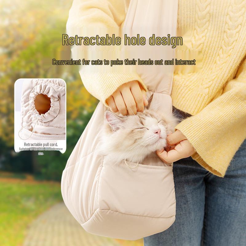 Portable Quilted Pet Carrier - Warm, Large Capacity Crossbody Bag for Cats & Dogs