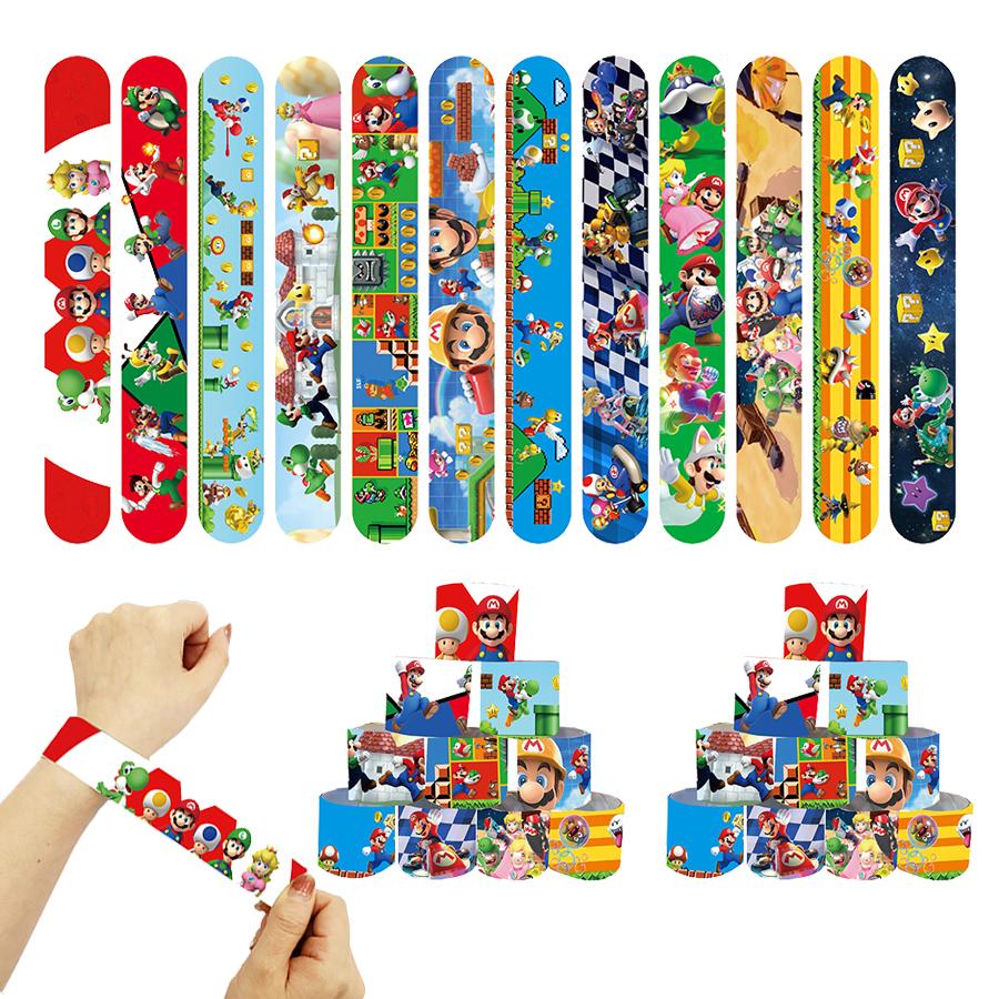 Brother Mario Party Favors Gifts Stamps Slap Bracelet Stickers Christmas Stocking Fillers Birthday Souvenirs Decoration Supplies