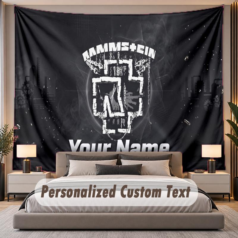 Custom Name Text Tapestry Rammstein Personalized Polyester Wall Tapestry For Bedroom And Room