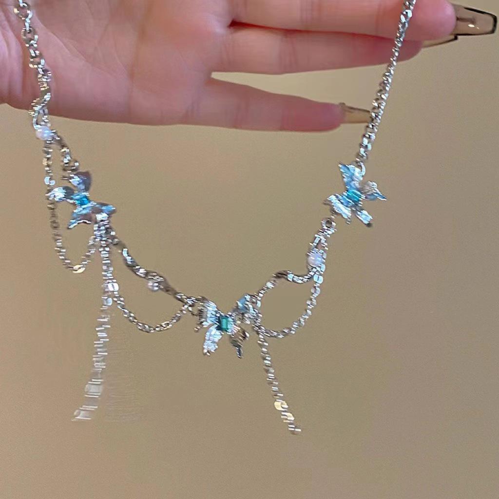 2025 Glacier Butterfly Tassel Stitching Necklace - Unique Japanese & Korean Fashion for Women