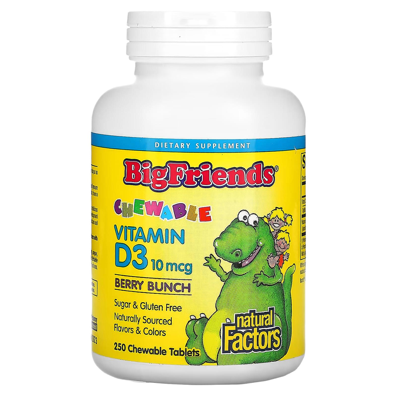 

Natural Factors, Big Friends, Chewable Vitamin D3, Berry Bunch, 10mcg, 250 chewable tablets