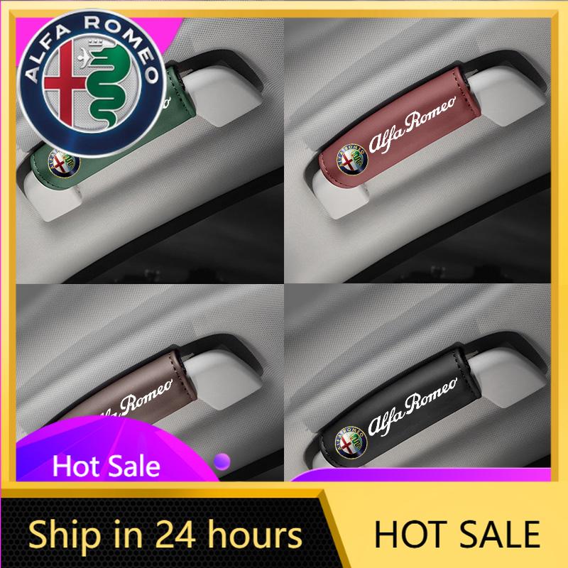 Car Stickers For Alfa Romeo For Alfa Romeo Giulia Stelvio Giulietta 156 159 147 Mito Leather Car Roof Armrest Pull Cover Handle bianco