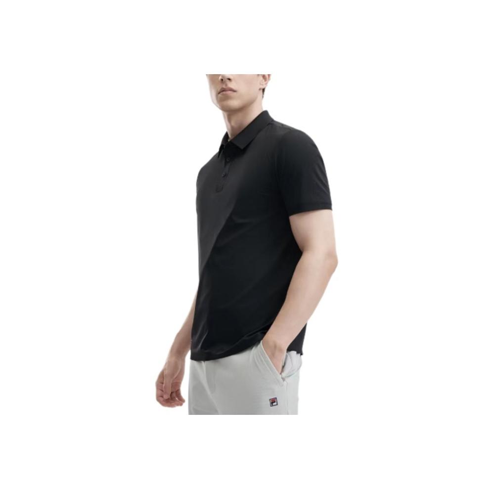 Fila Solid Color Fitted Short Sleeve Polo Shirt Men Tops Black F11M422114F-BK
