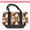 Kimono Japanese Style Bag Single Item Canvas Lunch Tote Bag Small Pattern Pongee Handbag Ladies Nightingale Beige [Nagomiya] GU-23