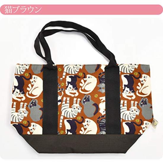 Kimono Japanese style bag single item canvas lunch tote bag small pattern pongee handbag ladies nightingale beige [Nagomiya] GU-23