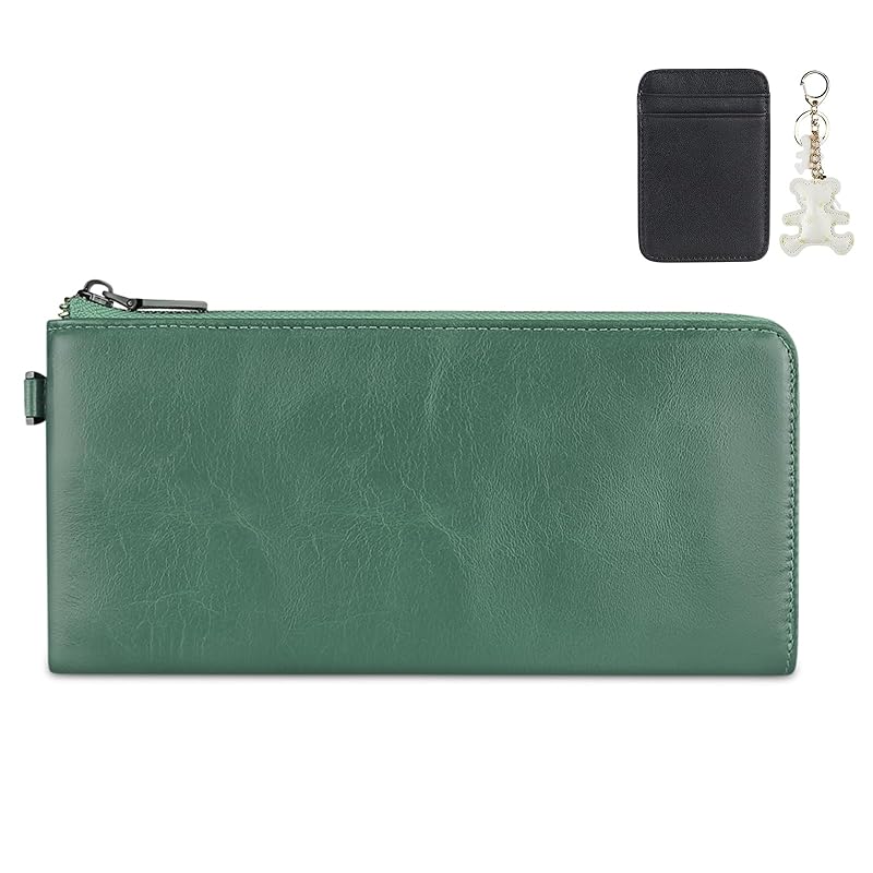 

[F.ZH] long wallet L-shaped zipper genuine leather Large capacity [card pocket x 16/outside pocket ] Thin lightweight leather wallet ladies unisex