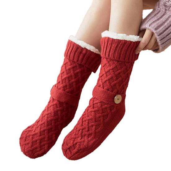 Winter Floor Socks Anti-Slip Fleece Lined House Socks Warm Slipper Socks with Grippers