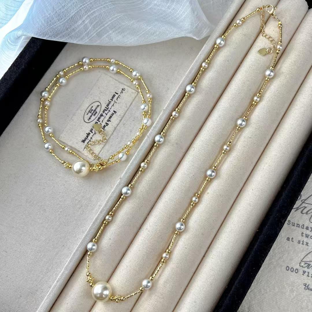 

Vintage High-Gloss Perfect Circle Artificial Crystal Pearl Necklace Collarbone Chain