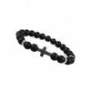 Natural Matte Frosted Volcanic Stone Bracelet with Lion Head Beads