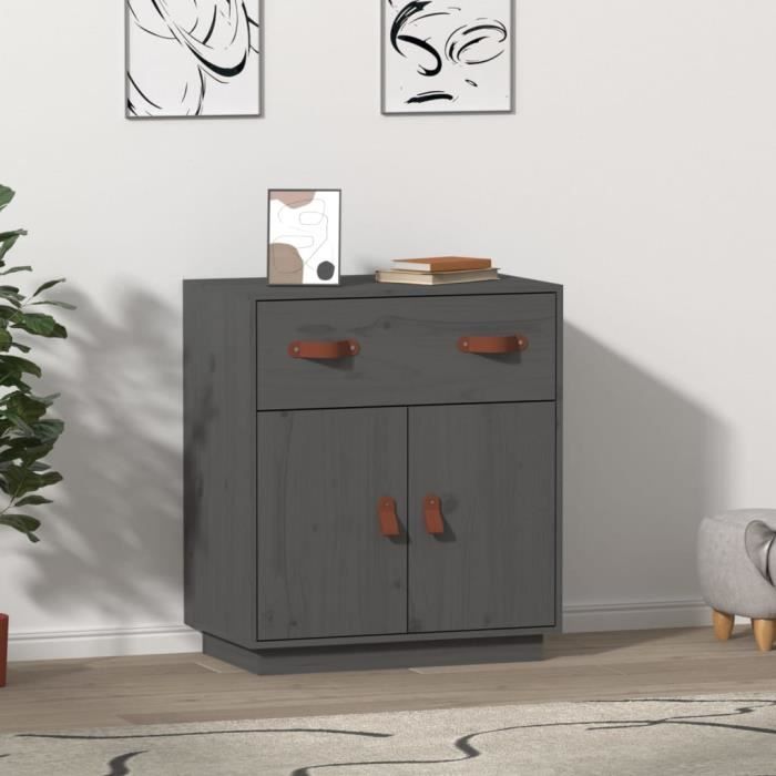 VidaXL Buffet Gris 65,5x40x75 cm Bois massif de pin 820129