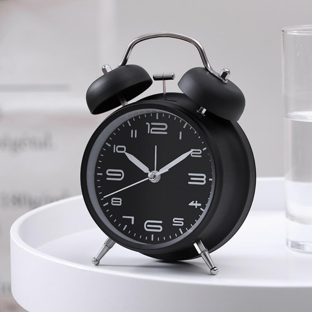 Metal Frame Silent Twin Bell Loud Alarm Clock Luminous Table Clock Student Alarm Clock  Living Room