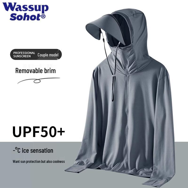 

Wassup Sohot Unisex Ice Silk UPF50+ Sun Protection Jacket with Detachable Hood L