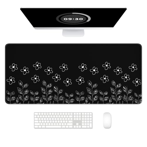 Simple black flower oversized desktop pad 400 * 900 * 3mm suitable for keyboard notebook and computer mouse pad