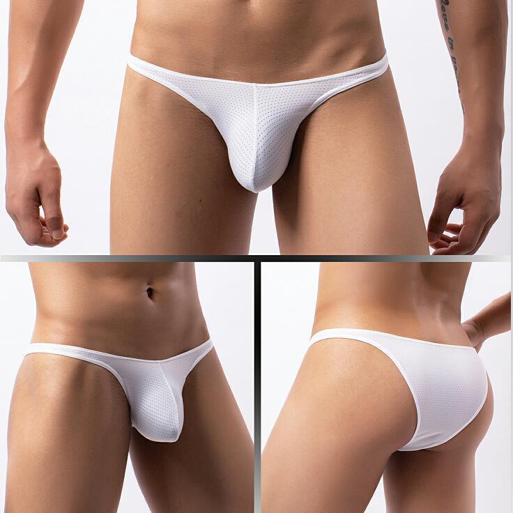 Men's Low-Waist Sexy Breathable Mesh Triangle Briefs Bikini E-091
