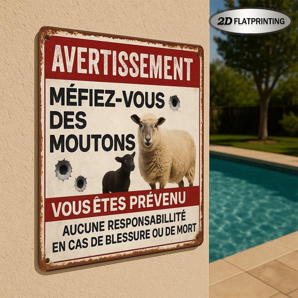 Beware of Sheep Aluminum Metal Sign Vintage Farm Animal Wall Decor Plaque 20x20cm(8x8inch)