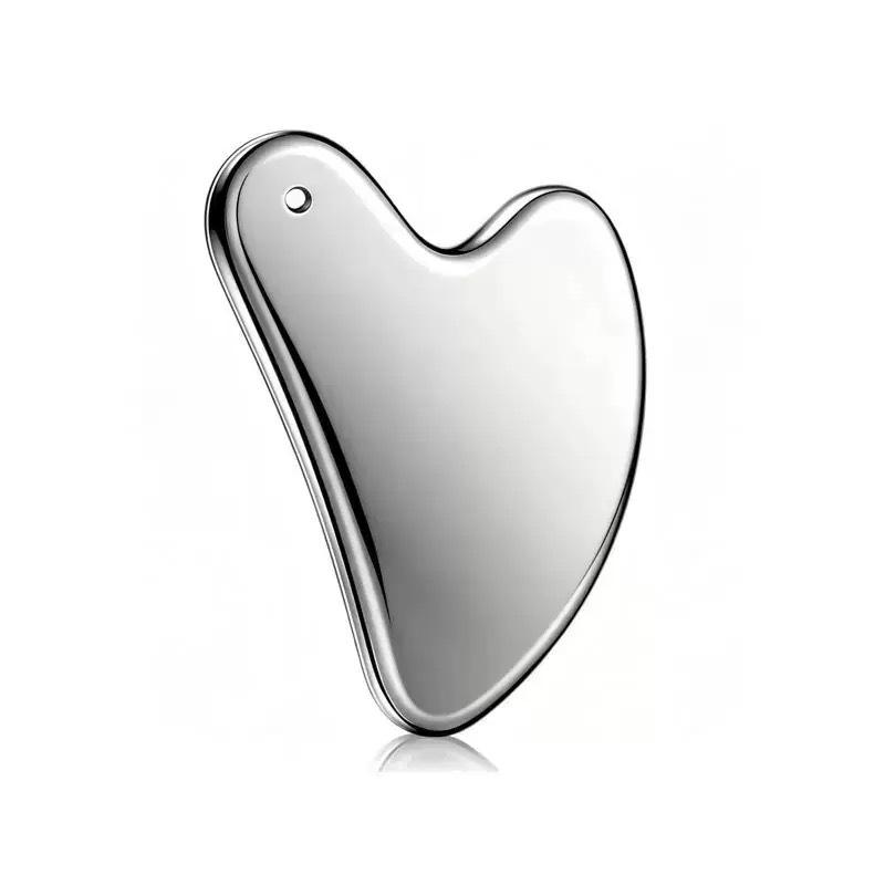 Heart-Shaped Stainless Steel Gua Sha Board for Facial Firming and Lifting Massage – Large Size, Multifunctional Fascia Tool.