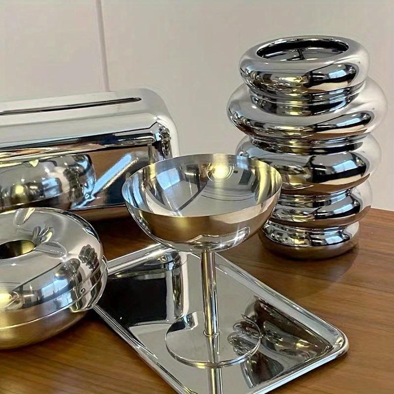 Creative Stainless Steel Ice Cream Cup Container Kitchen Bar Wine Glass Metal Salad Bowl Dessert Fruit Plate Party Supplies