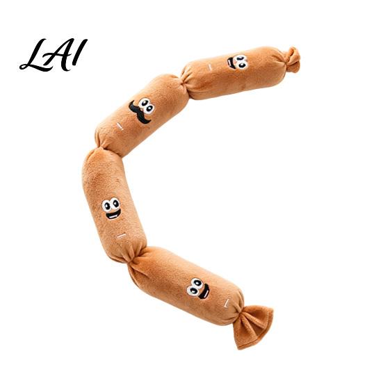 Heavy-duty Dog Plush Toy Squeaky Toy Long Sausage Shape Chew with BB Sound Durable Bite Resistant for Small Medium Dogs Interactive Self-Play