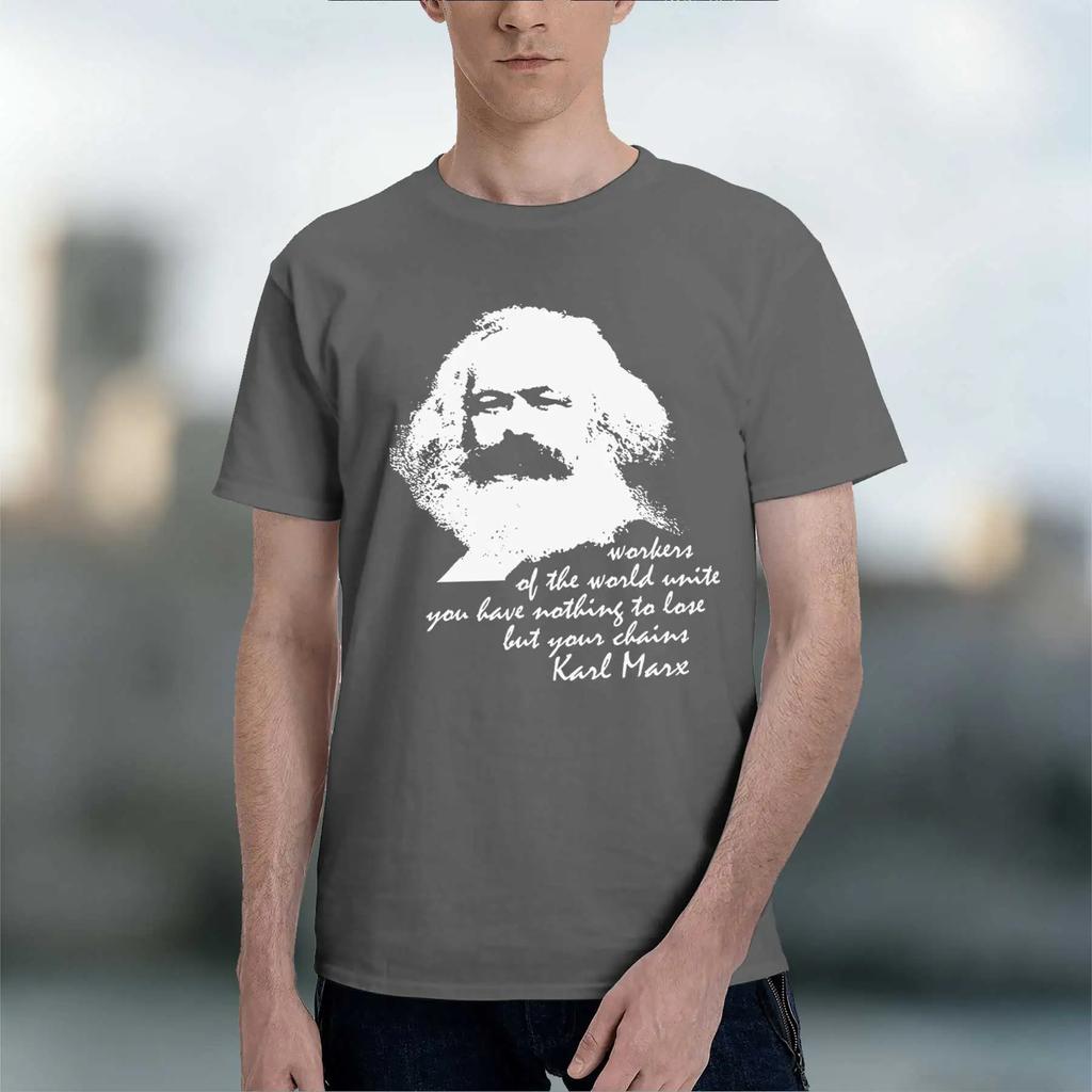 Karl Marx 2026 New Fashion Heavyweight Hot Selling Retro Printed Pattern Fun Round Neck Tshirt For Daily Comfort