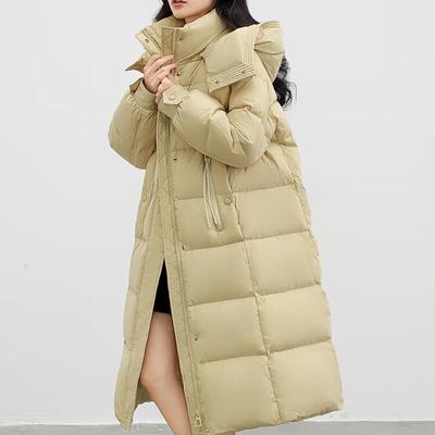 Yaya Damen Lange Daunenjacke mit Kapuze