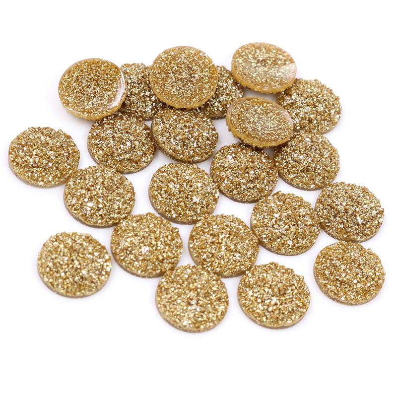 40 Stück/Los 8mm 10mm 12mm Mixfarben Druzy Naturstein Konvex Flachrücken Harz Cabochons DIY Schmuckherstellung Zubehör Zubehör