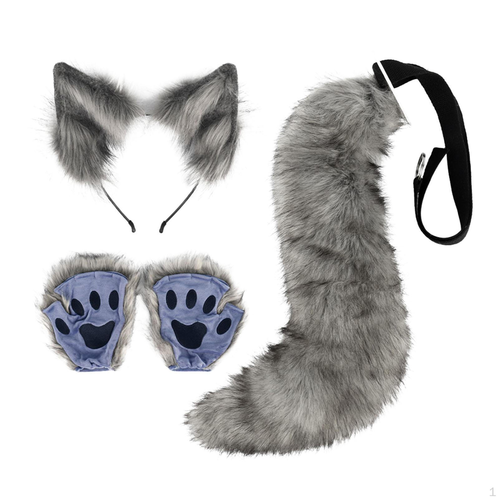 

Набор из ушек и хвоста для животных, длинные кошачьи уши для вечеринок в ночном клубе