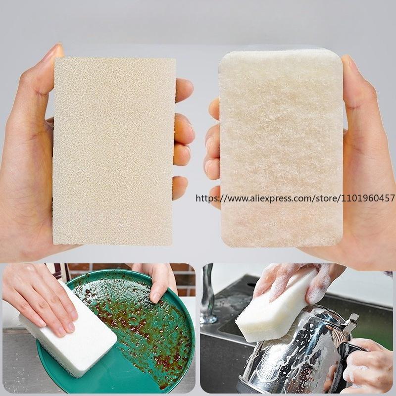 Thickened Three Layer Sponge With Loofah Texture Thickened Scouring Pad Dishwashing Sponge Block Pot washing Cloth
