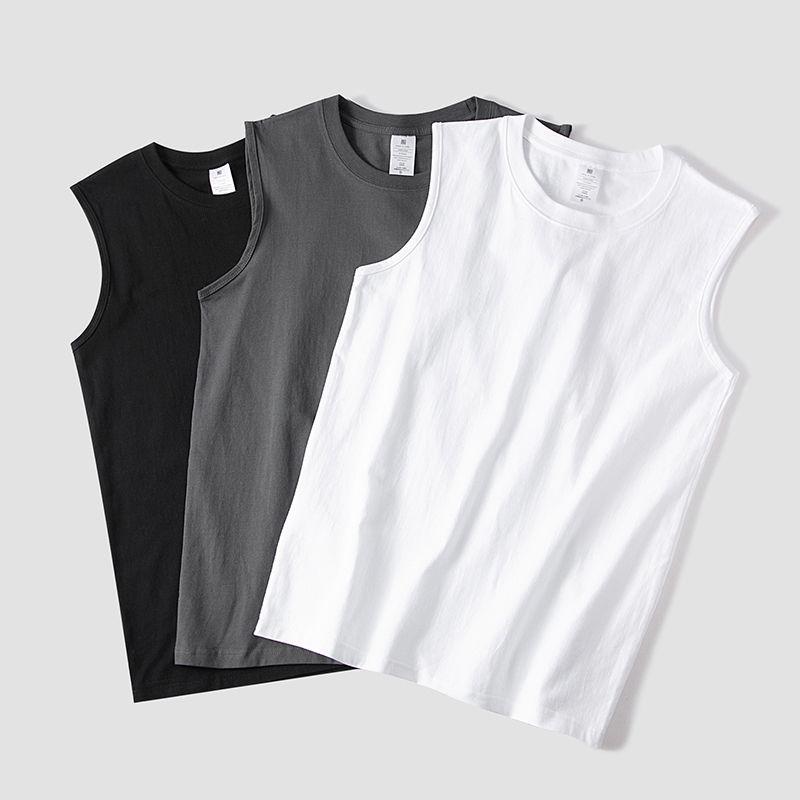 Heren 2026 Zwaar Katoenen Vest - Koreaanse Stijl Trendy Mouwloos T-shirt, Effen Kleur Casual Basislaag