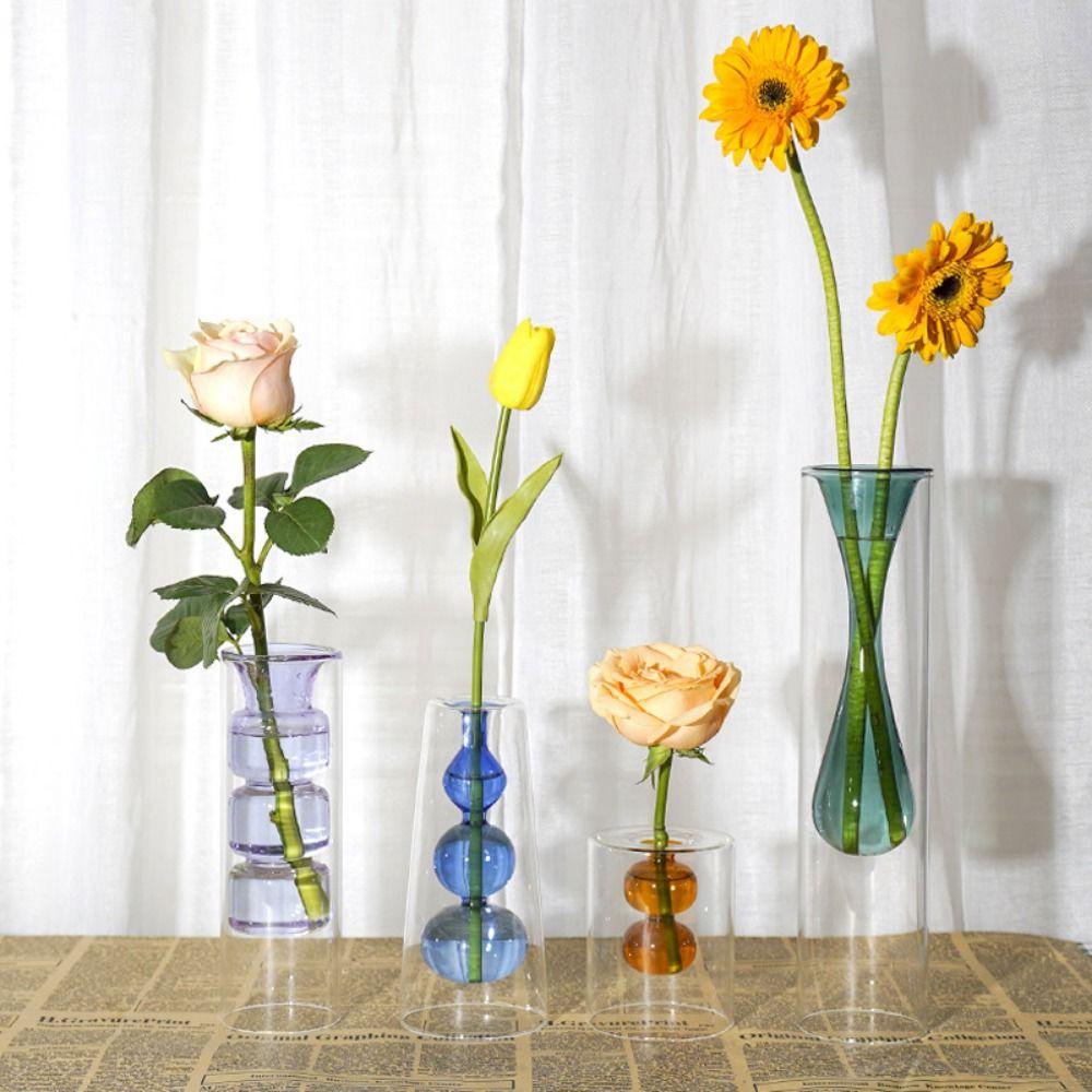 Household Transparent Table Decoration Flower Bottle Glass Vase Flower Vases Aromatherapy Bottle