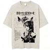 Vintage Washed Anime Death Note Ryuk Yagami Light LLawliet T Shirts Mens Women Cotton Tee Shirt Fashion Short Sleeve Tshirts