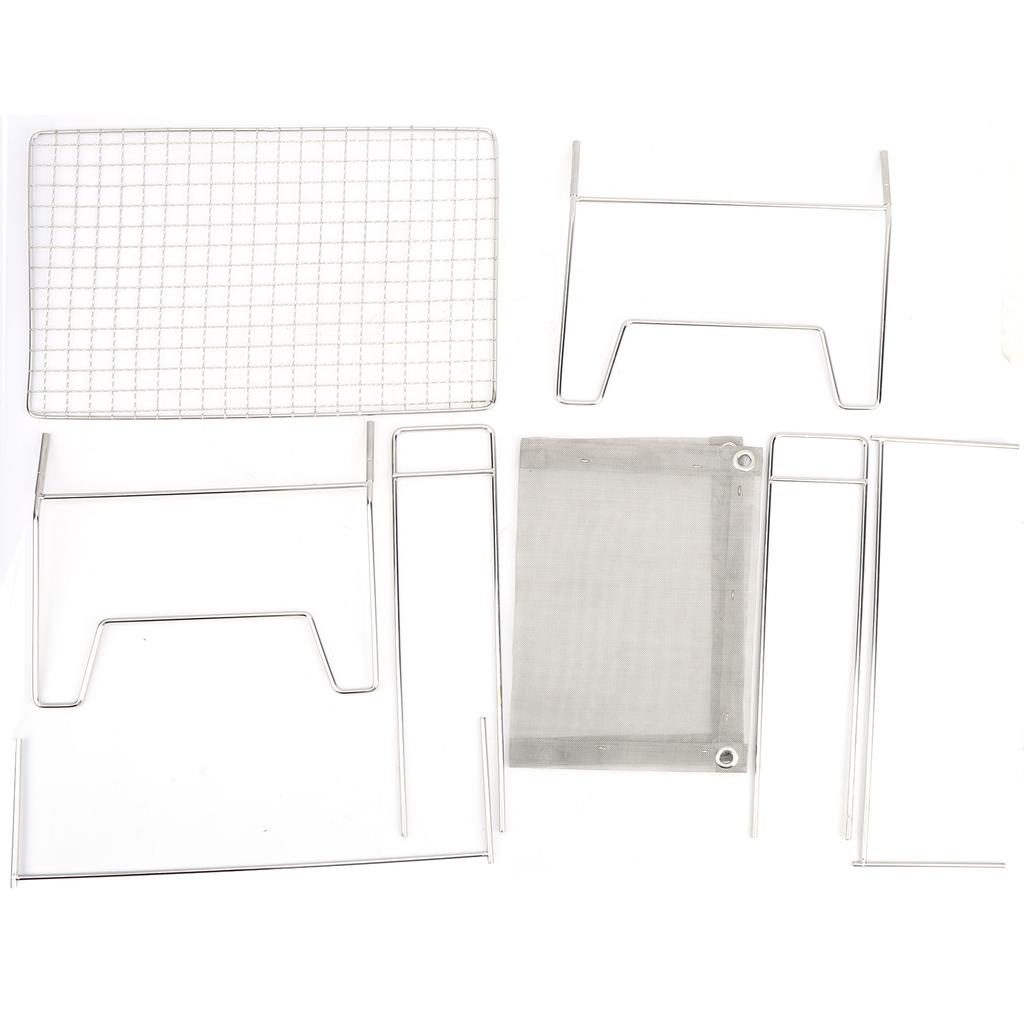 Edelstahldraht Outdoor Grillofen Faltbarer Grill mit Backnetz BBQ Camping