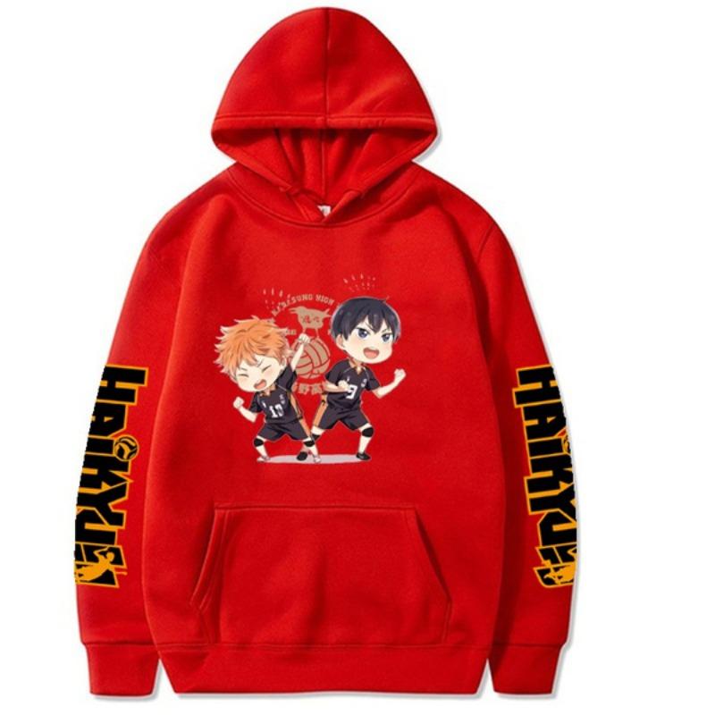 Japan Anime Haikyuu Shoyo Hinata and Tobio Kageyama Graphic Printed Hooded Men Women Manga Hoodies Casual Pullover Sweatshirt