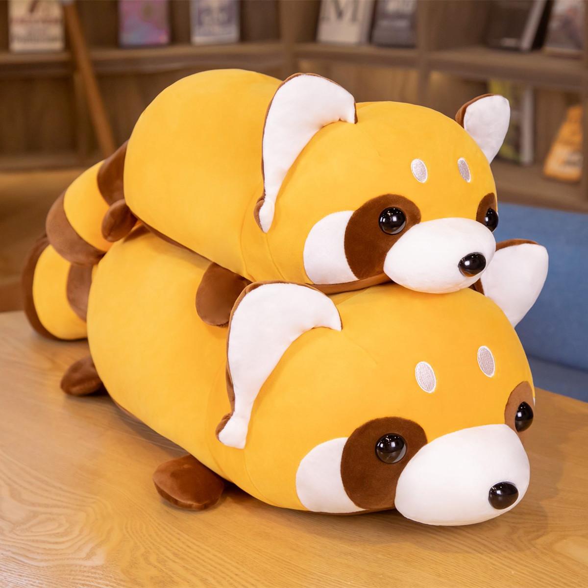 

Kawaii плюшевая подушка с изображением енота, милые игрушки, мягкие пуховые хлопковые подушки с животными, куклы для детей, подарки на Рождество и день рождения