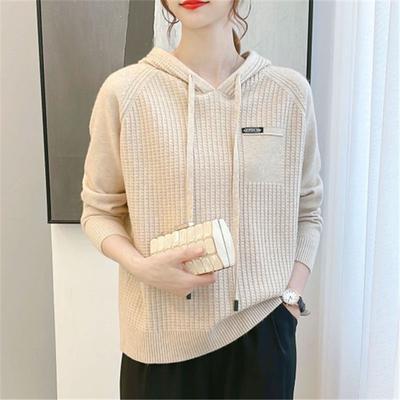 Woolen Sweater Pullover Female Autumn New Casual Hooded Women Fashion Long Sleeve Solid Knitted Sweater Pullover Female Tops