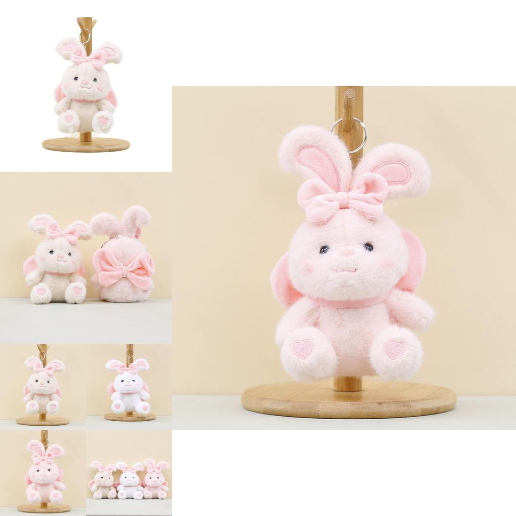 Adorable Plush Bunny Keychain With Bow Cute Rabbit Doll Bag Charm Soft Toy 17cm