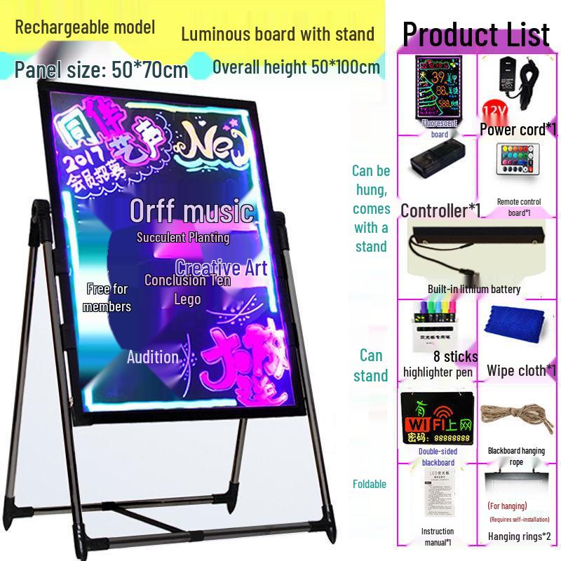 Zhao's LED Fluorescent Screen for Zheng Street Stall Advertising - Glowing Blackboard Sign for Night Markets