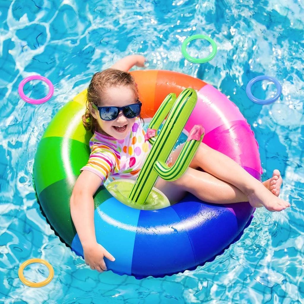 Inflatable Cactus Ring Toss Game Toy Set For Summer Beach Luau Party Decoration Hawaiian Pool Games Cactus