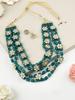 Green Beads & Floral Kundan Necklace Set for Women1697a